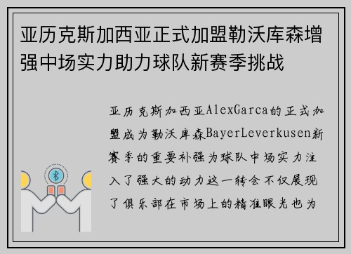 亚历克斯加西亚正式加盟勒沃库森增强中场实力助力球队新赛季挑战